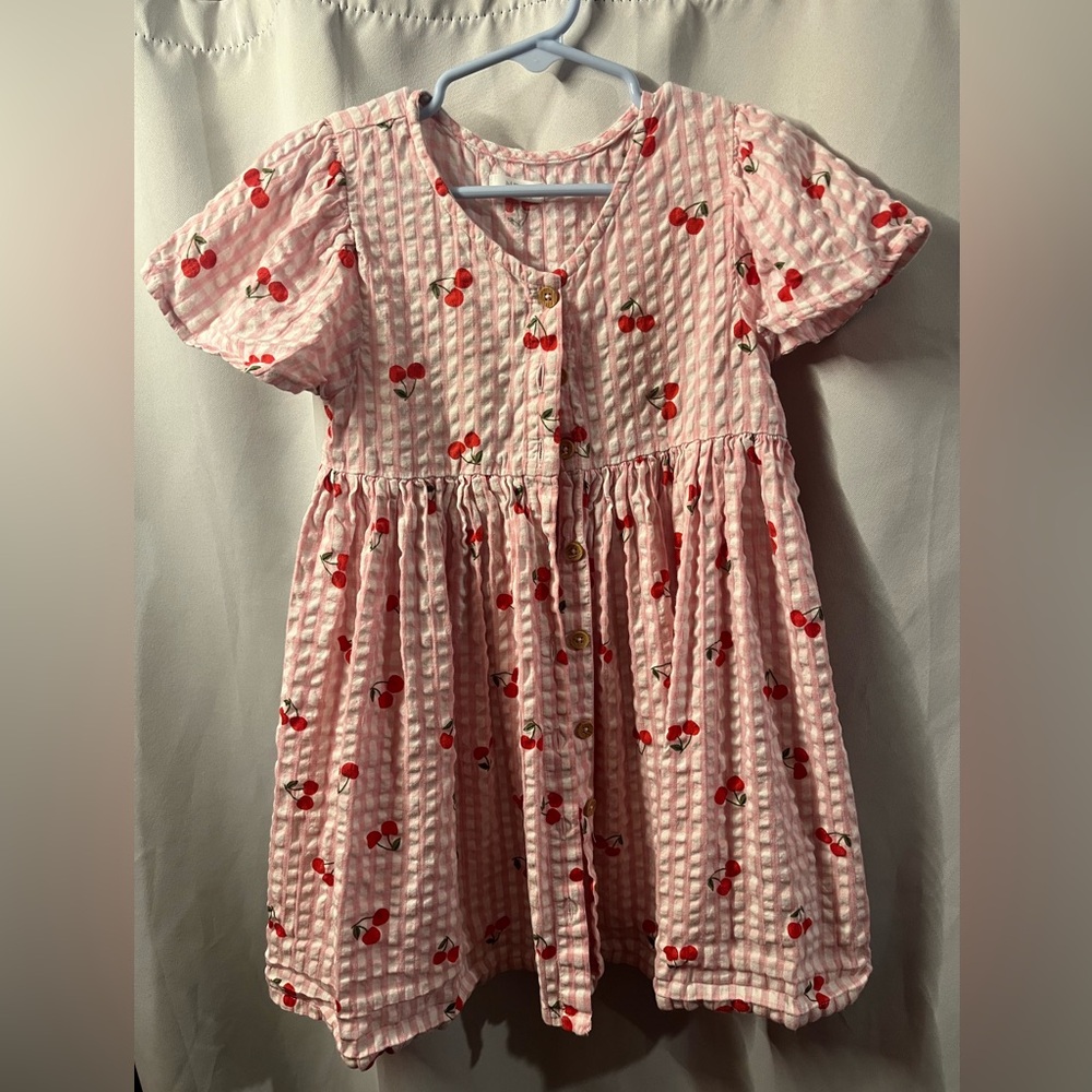 Cherry Dress by Next Size 4-5yrs Made in India Button Down Pink